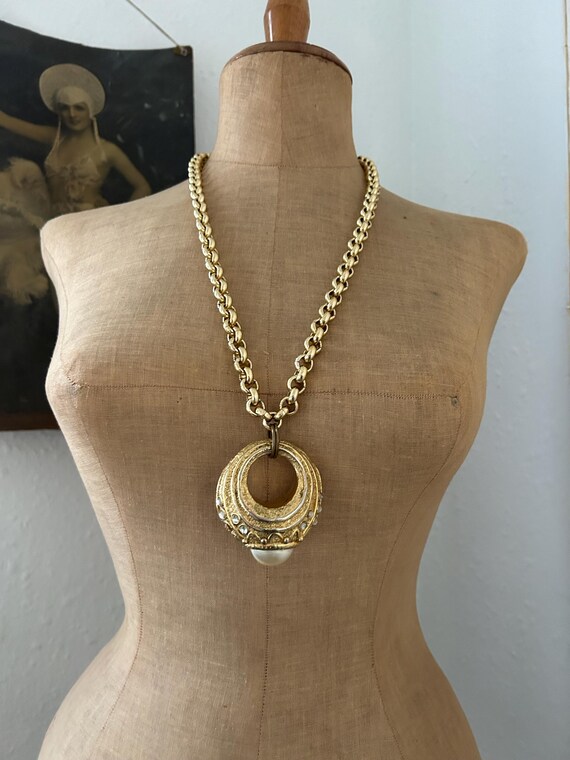 イヴサンローラン　フェイクパール　ハート留め具　ネックレス イヴサンローラン フェイクパール ハート留め具 ネックレス Saint