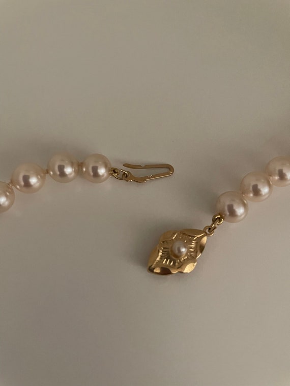 NOS Vintage 90s Faux Pearl Necklace w/ Pavé Rhine… - image 9