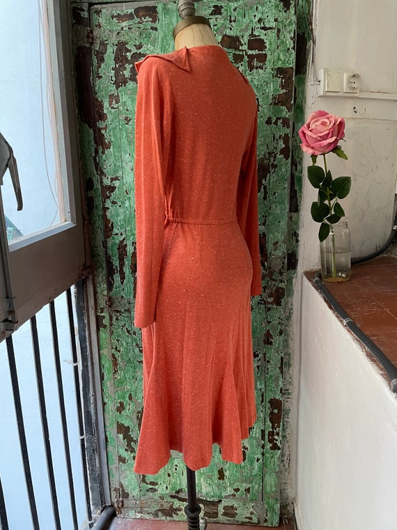 NOS Vintage Orange Dress, 70s does 30s Hourglass … - image 6
