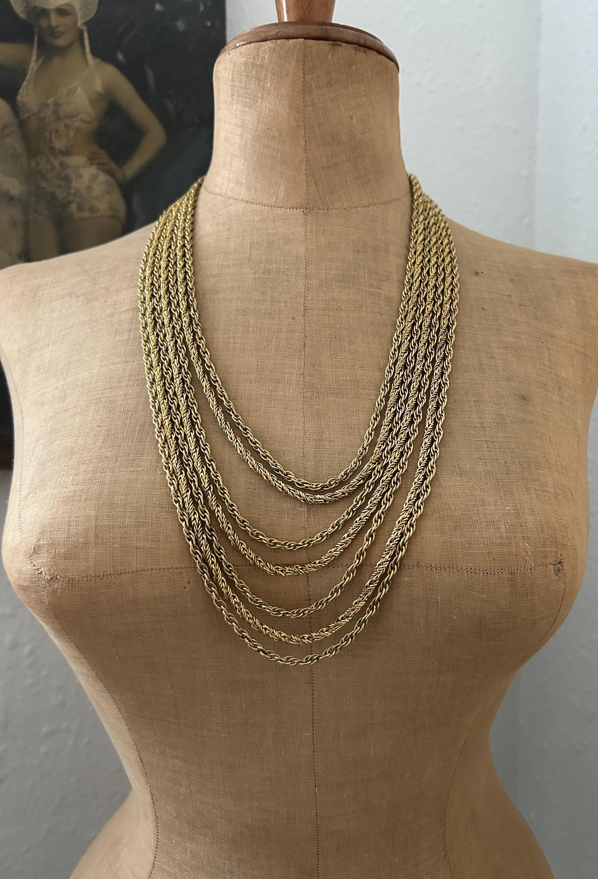 Vintage Christian Dior Gilded Rope Chain Necklace: 1972 Henkel