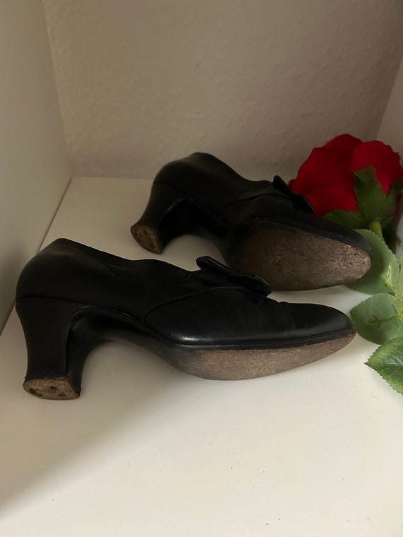 Antique Black Edwardian Witchy Leather Shoes for … - image 6