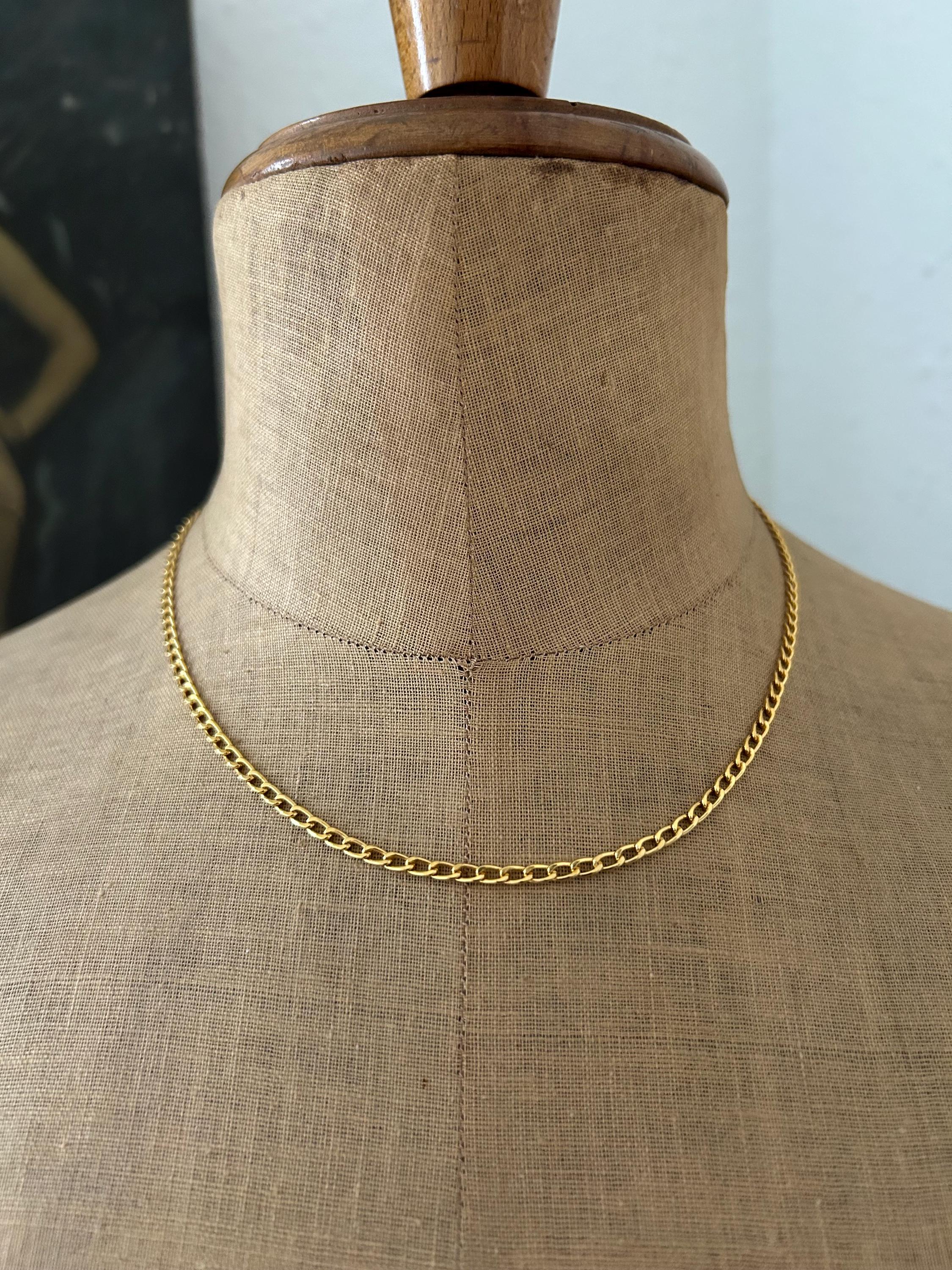 NOS Vintage 14k Gold Filled Chain Layering Necklace, Dainty 18 in Paper Clip Curb Chain, Made in Spain Gilco, Minimalist Jewelry