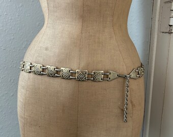 Vintage 70s ROBERTA DI CAMERINO Gold Chain Belt W/ Hanging R  display picture 1