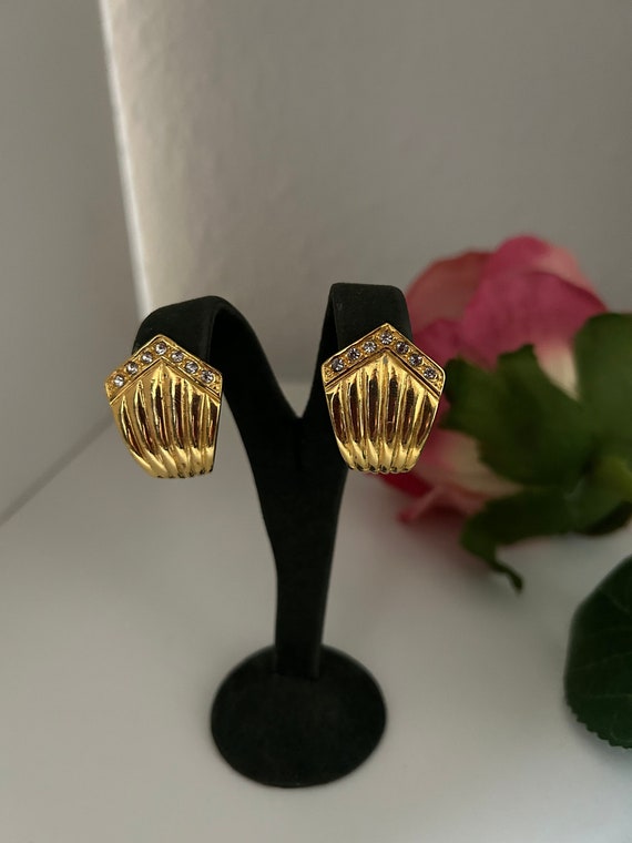 Vintage David Grau Designer Gold Plated Rhineston… - image 1