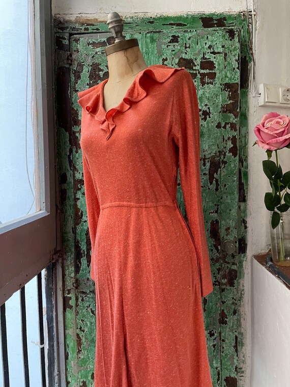 NOS Vintage Orange Dress, 70s does 30s Hourglass … - image 4