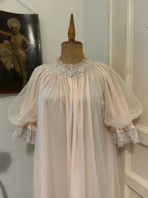 Beautiful St Michael Fluffy Pink Chiffon Peignoir… - image 2