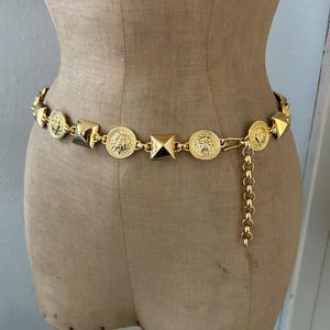 Vintage Gold Tone Lion Head Chain Link Belt - Etsy display picture 1
