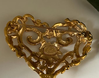 ヴィンテージ クリスチャン・ラクロア ゴールドハートブローチ - Etsy 日本