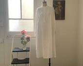 Edwardian Long Sleeved Linen Midi Length Nightgown, Antique Nightdress w Embroidered Scalloped Edges, Smock Dress One Size Up to XL