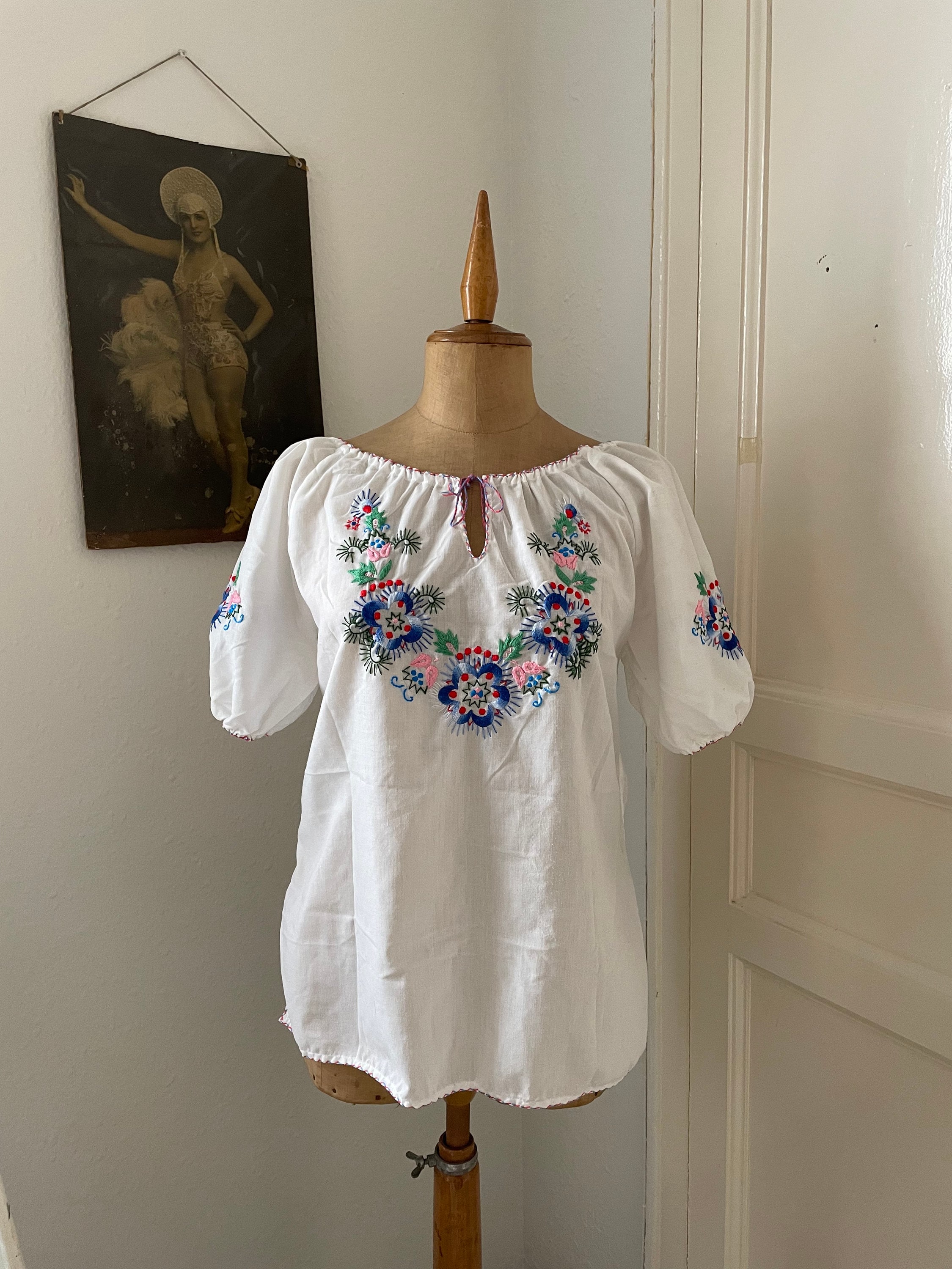 Embroidered Peasant Top