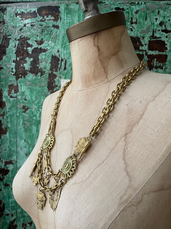 Vintage LERITZ Necklace, Antiqued Gold Plated Bra… - image 3
