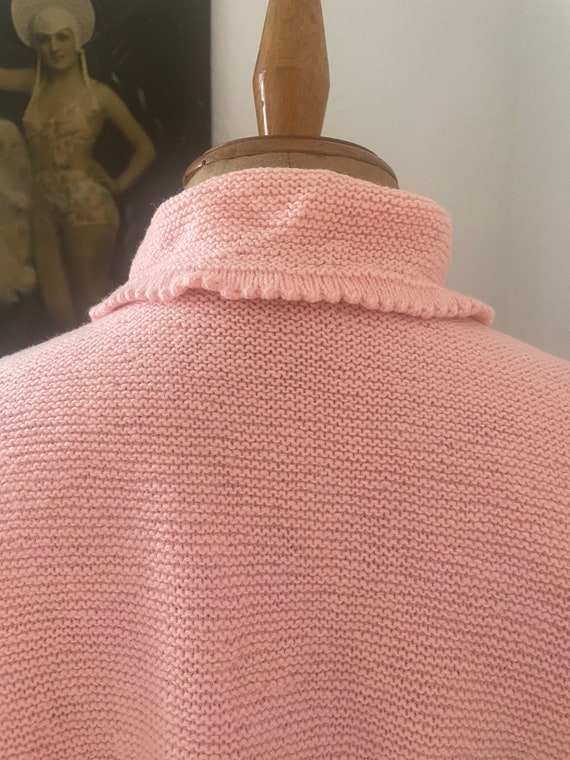 Vintage Hand Knitted Pink Sweater w/ Open Middle,… - image 8