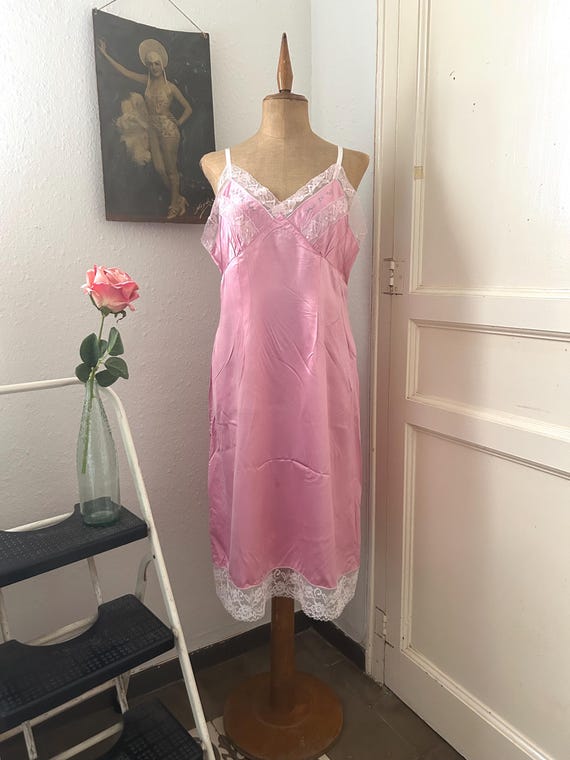 vintage lace slip dress Vintage 90s Black Lace Slip Dress (M)