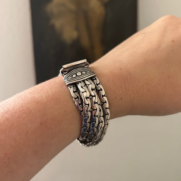 Vintage GAS St. Tropez Bracelet manchette en argent à plusieurs rangs