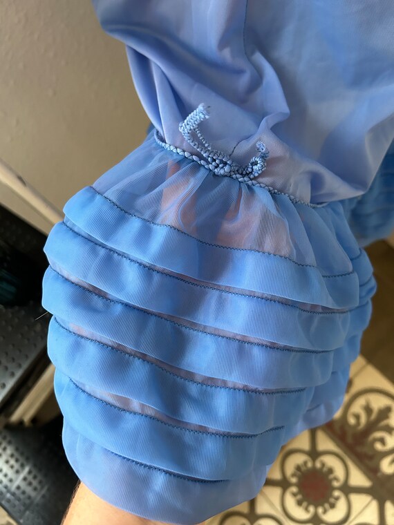Vintage 50s Periwinkle Blue Nylon Slip Dress, Fro… - image 4