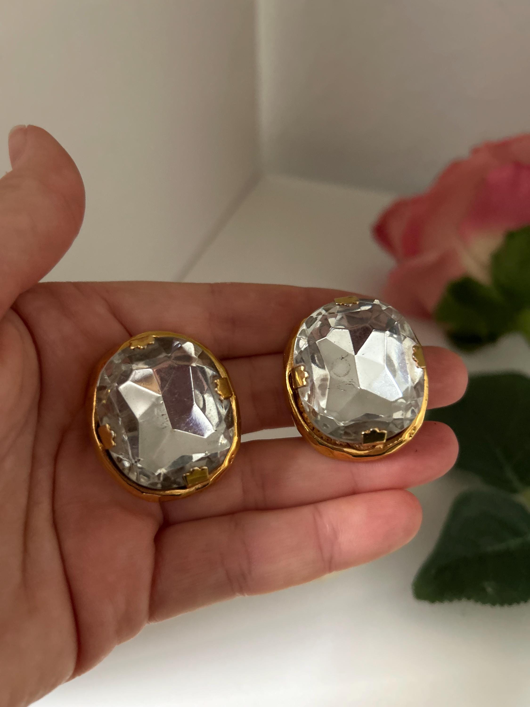 Boucles D'oreilles Vintage KALINGER PARIS à Clip Avec Pierres - Occasion