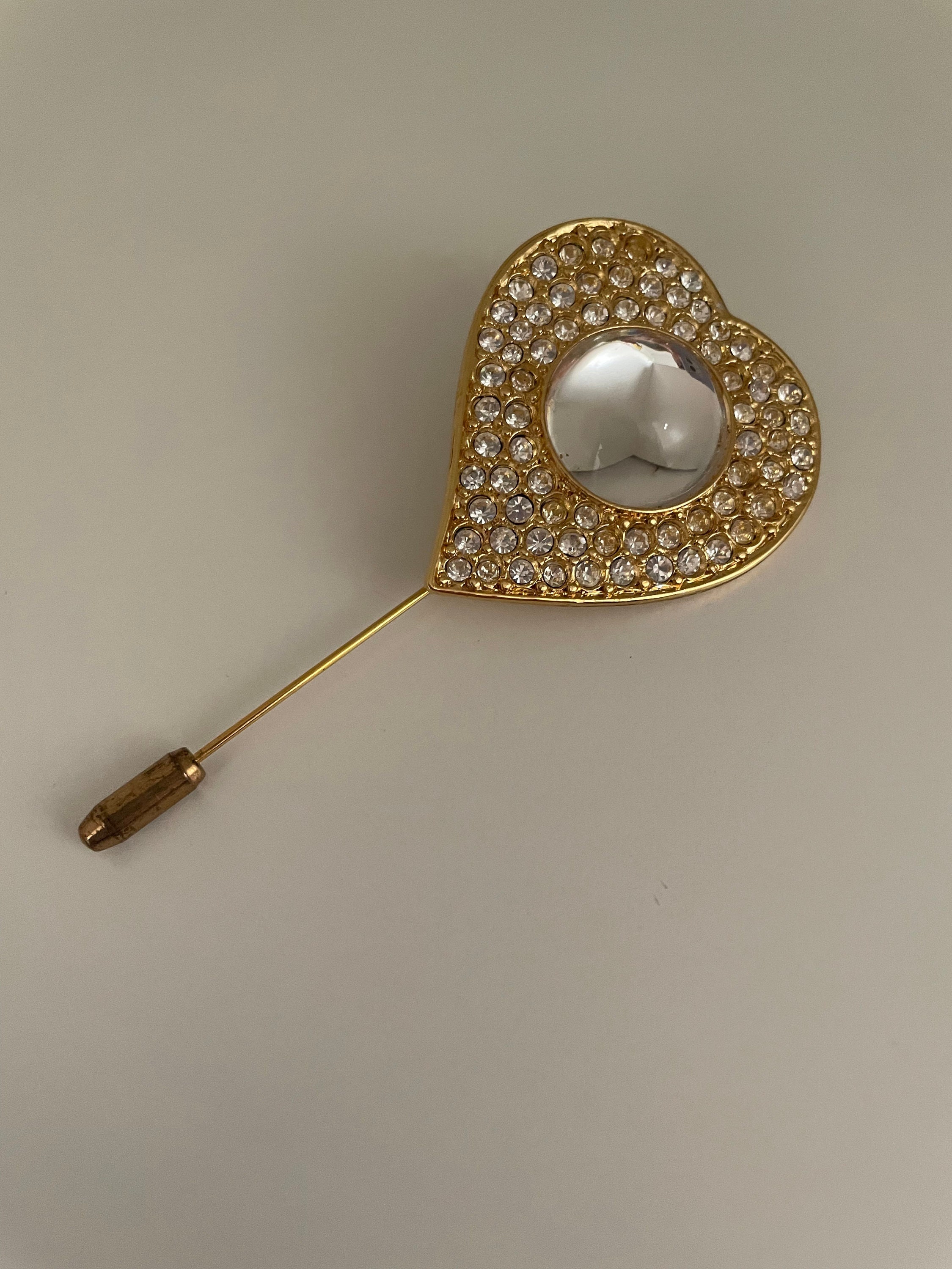 Vintage YSL Heart Shaped Stick Pin, autentyczna podpisana