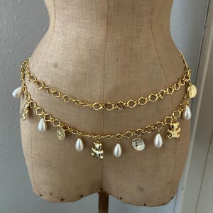 Vintage Heavy Gold Chain Link Drop Tiered Waist Chain Chainlink Metal Belt Heavy Gold Chain Link Horse Bit Waist Chain Chainlink Metal  main image 3