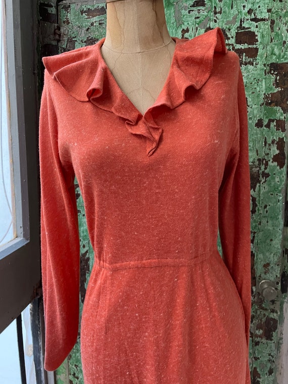 NOS Vintage Orange Dress, 70s does 30s Hourglass … - image 3