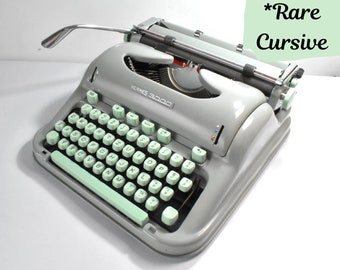 Pre-order* RARE SCRIPT* Professionally Restored CURSIVE Hermes 3000 Vintage Typewriter, Qwerty, New Platen, 1 Year Warranty