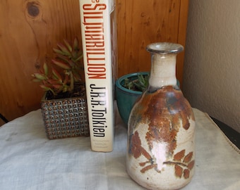 Mid Century Stoneware Pottery Vase with Sky Blue Glaze Room Decor