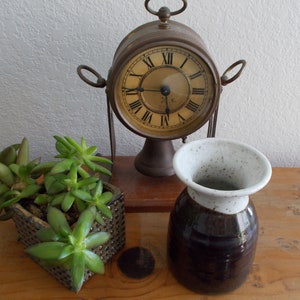 4.5&quot; 11.4 cm Artisan Stoneware Brown & White Dining Serving Crock Utensil Crock