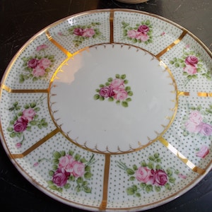 Vintage handbemalte Nippon Porzellan Teller Blumen 9 1/2 Zoll 24 cm Nippon Blue Backstamp Hergestellt in der ersten Hälfte des 20.Jahrhunderts
