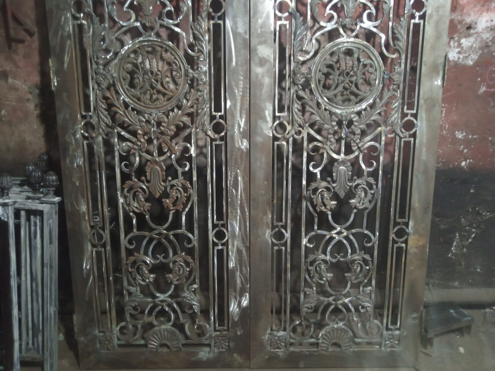 Wrought Iron Double Doors Cast Iron Ornaments Door Solid Etsy