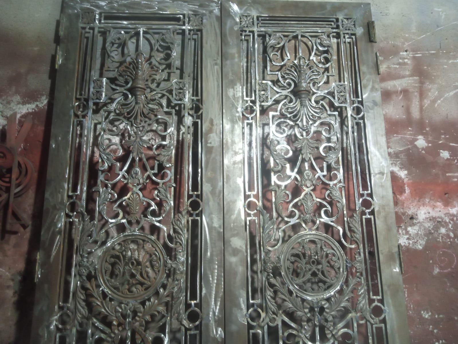 Wrought Iron Double Doors Cast Iron Ornaments Door Solid Etsy