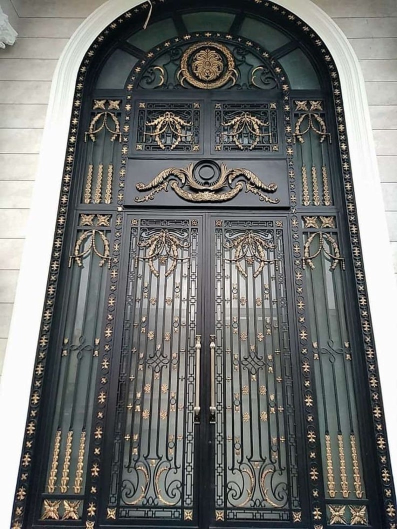 Wrought Iron Double Doors Cast Iron Ornaments Door Solid Main Entrance