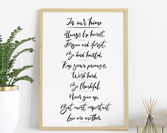 Honesty is the Best Policy In Our Home - pdf poster print - A3 A4 A5
