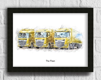 Personalised Truck Sketch Custom Truck Portrait Truck Artwork Bespoke Lorry Illustration Unique Haulier Gift Customized Vehicle Drawing