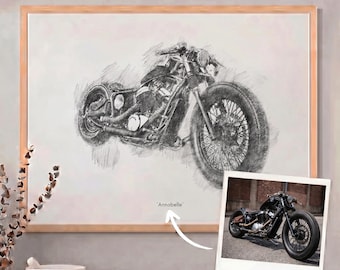 Personalised Motorbike Sketch Custom Motorcycle Portrait Biker Artwork Bespoke Motorbike Illustration Unique Rider Gift Customized Motorbike