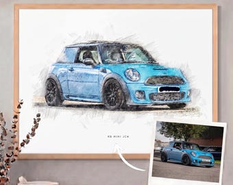 Personalised Car Sketch Custom Vehicle Portrait Auto Artwork Bespoke Car Illustration Unique Motor Gift Customized Automobile Drawing