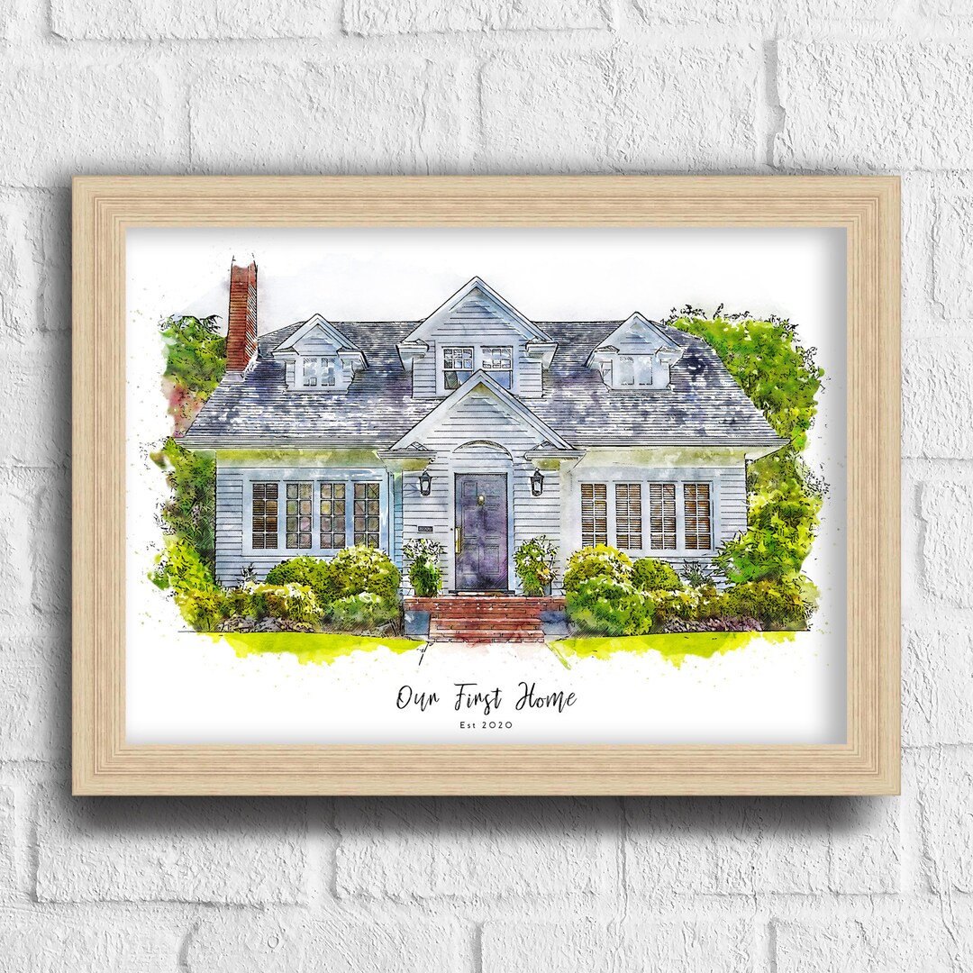 Custom Watercolor House Portrait, Watercolour House Painting