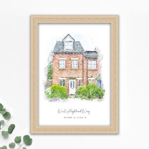 Huisschets, huistekening, kleurenpotlood, kleurpotlood, tekening, aangepaste tekening, schets van foto, ons eerste huiscadeau, cadeau makelaar