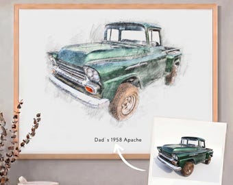 Personalised Truck Sketch Custom Truck Portrait Truck Artwork Bespoke Lorry Illustration Unique Haulier Gift Customized Vehicle Drawing