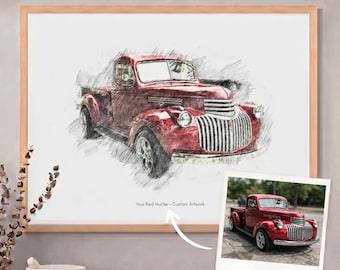 Personalised Truck Sketch Custom Truck Portrait Truck Artwork Bespoke Lorry Illustration Unique Haulier Gift Customized Vehicle Drawing