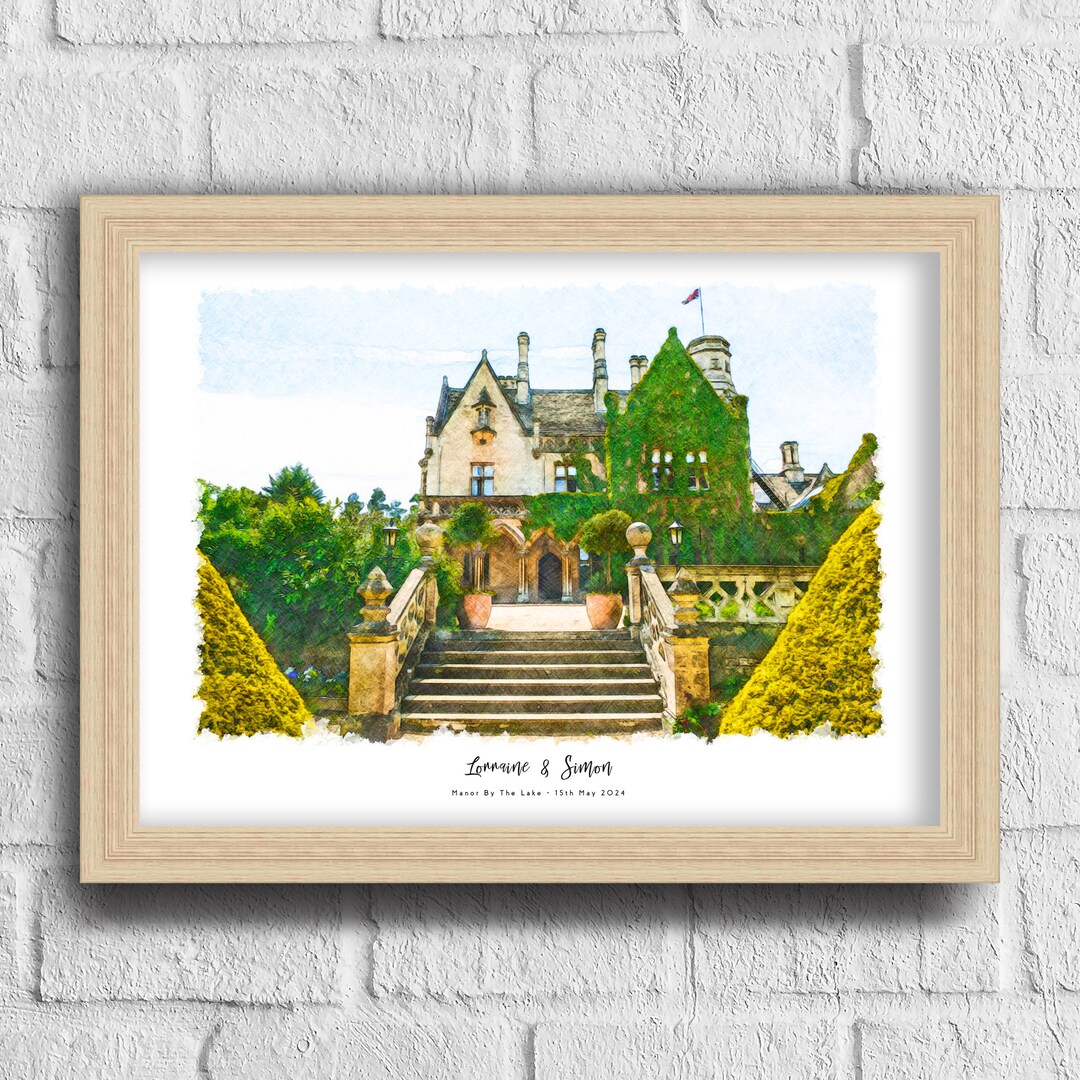 Custom Wedding Venue Art Print Personalized Venue Illustration Bespoke ...