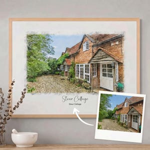 Custom House Portrait Sketch, Personalized New Home Art