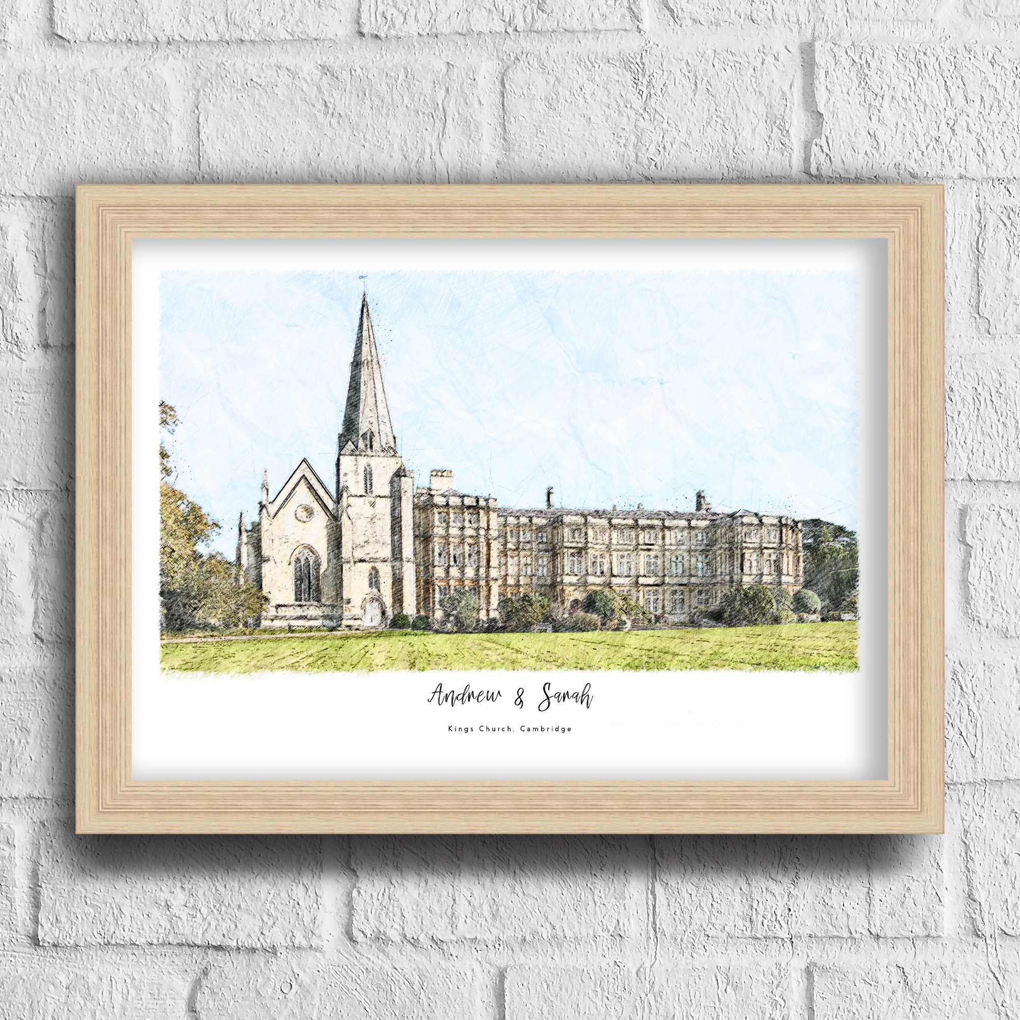 Personalized Wedding Venue Illustration Print – Custom Church Drawing ...