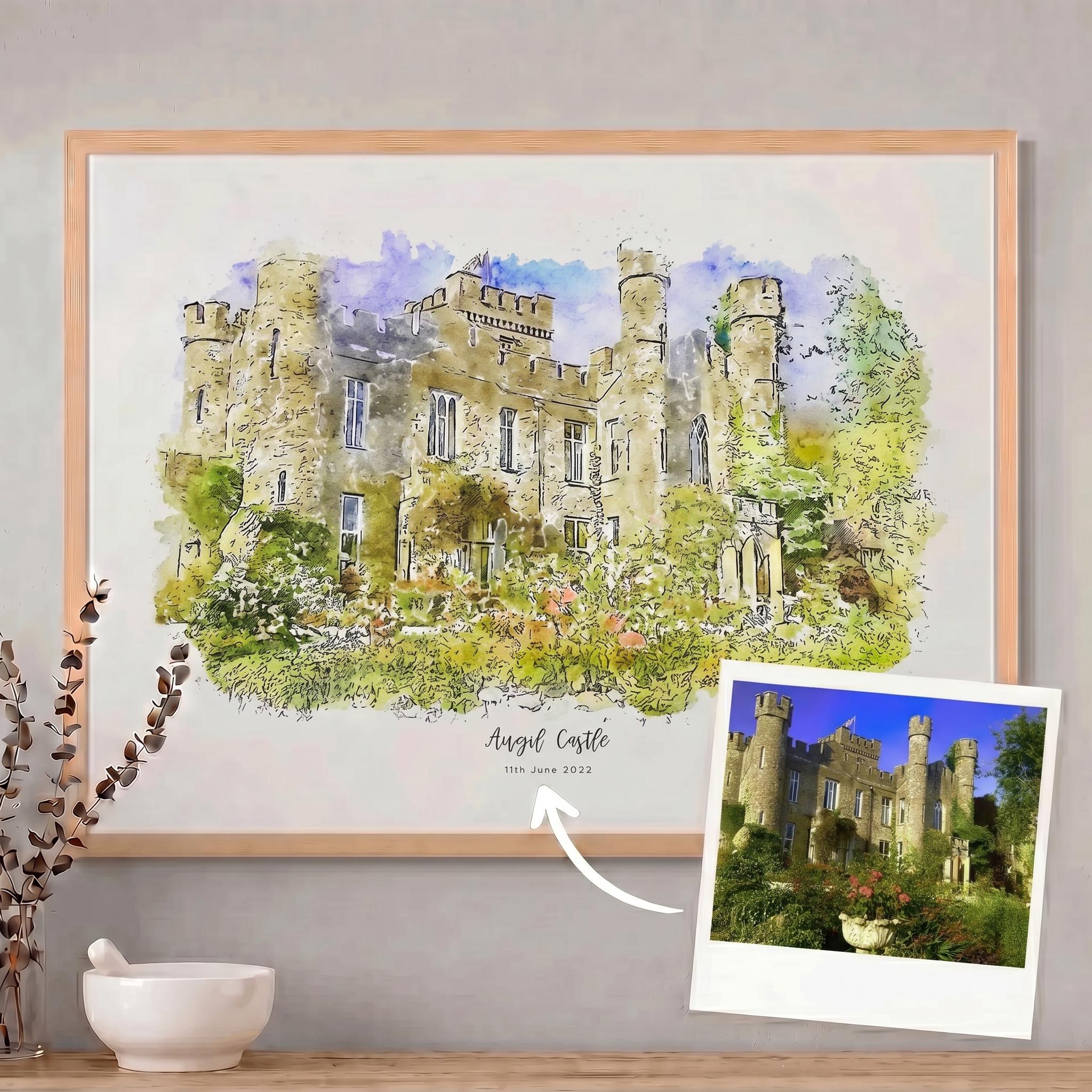 Custom Wedding Venue Art Print Personalized Venue Illustration Bespoke ...