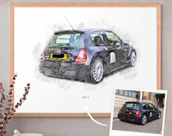 Personalised Car Sketch Custom Vehicle Portrait Auto Artwork Bespoke Car Illustration Unique Motor Gift Customized Automobile Drawing