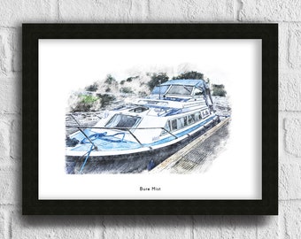 Personalised Boat Sketch Custom Nautical Art Yacht Portrait Bespoke Boat Illustration Unique Maritime Gift Customized Ship Drawing