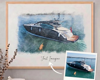 Personalised Boat Sketch Custom Nautical Art Yacht Portrait Bespoke Boat Illustration Unique Maritime Gift Customized Ship Drawing