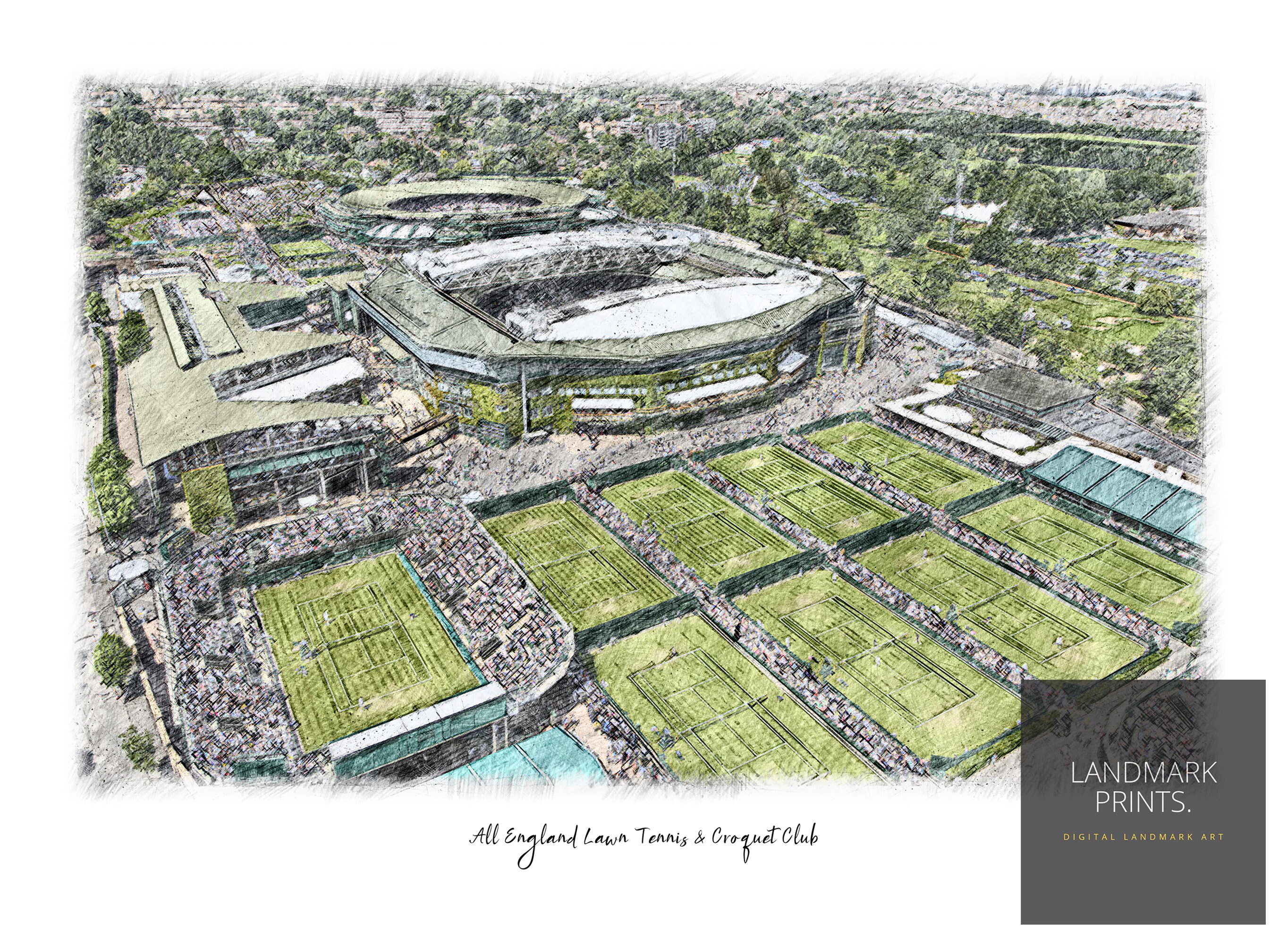Wimbledon Tennis Poster Pencil Sketch Art Print Illustration | Etsy