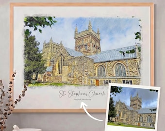 Wedding Venue Illustration Wedding Print Wedding Venue Drawing Unique Wedding Gift Wedding Keepsake Personalised Wedding Print Wedding Gifts