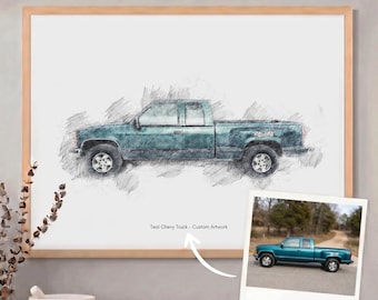 Personalised Truck Sketch Custom Truck Portrait Truck Artwork Bespoke Lorry Illustration Unique Haulier Gift Customized Vehicle Drawing