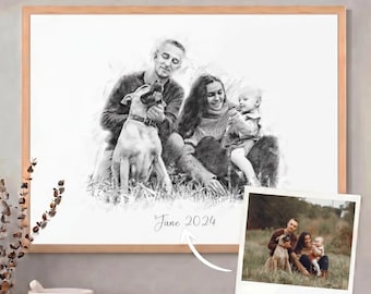 Custom Pencil Portraits Sketch From Photo Custom Pencil Drawing Portraits Drawing with Pencil Personalised Portraits Color Pencil