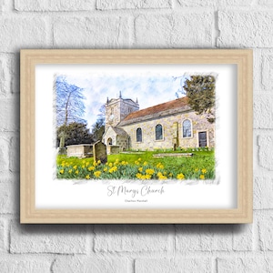 Custom Wedding Church or Venue Illustration Print | Wedding Gift | Anniversary Gift | Print only | Illustrated | Present | Bride and Groom